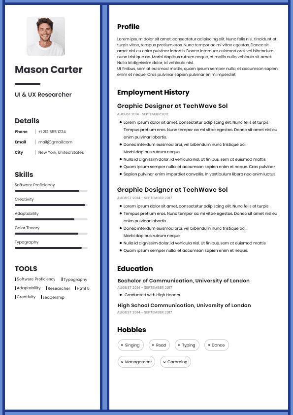 CV template preview