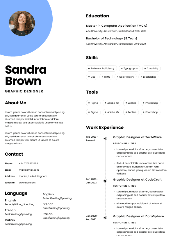 CV template preview