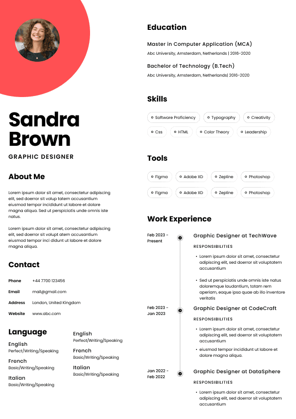 CV template preview