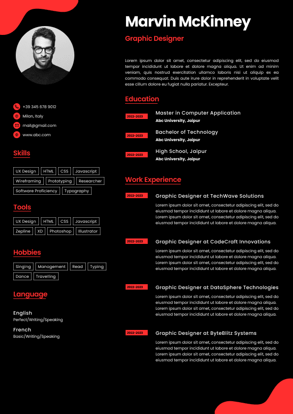 CV template preview