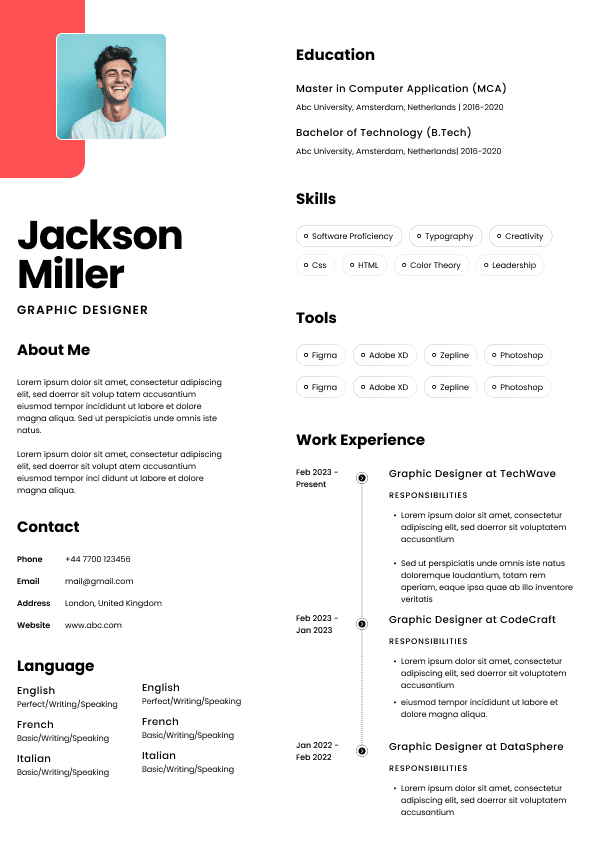 CV template preview