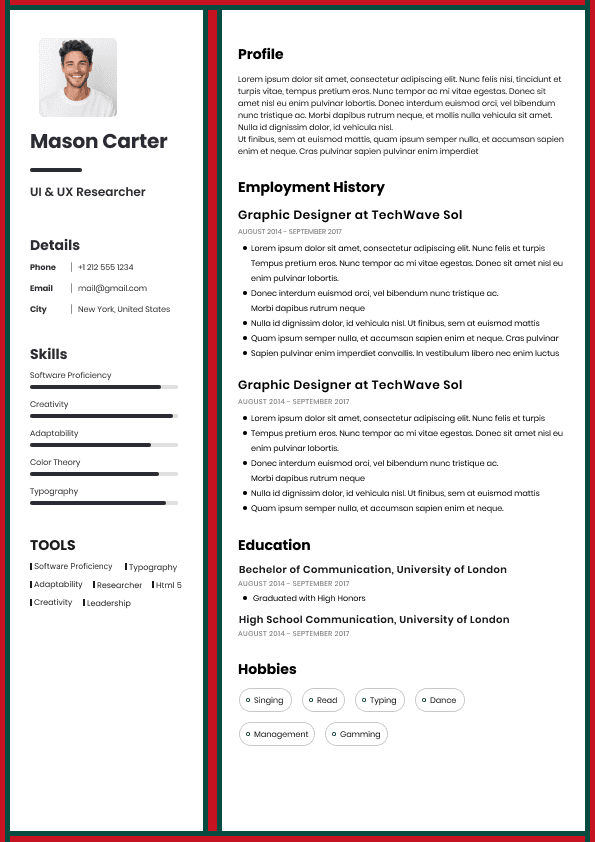 CV template preview