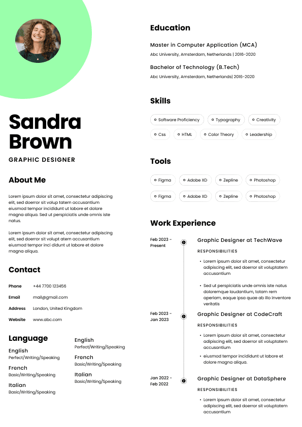 CV template preview