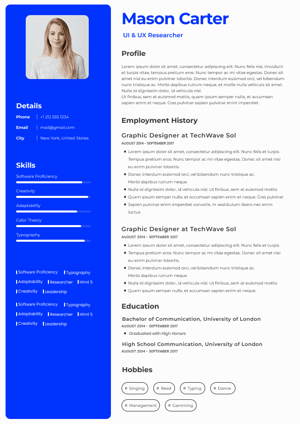 CV template preview