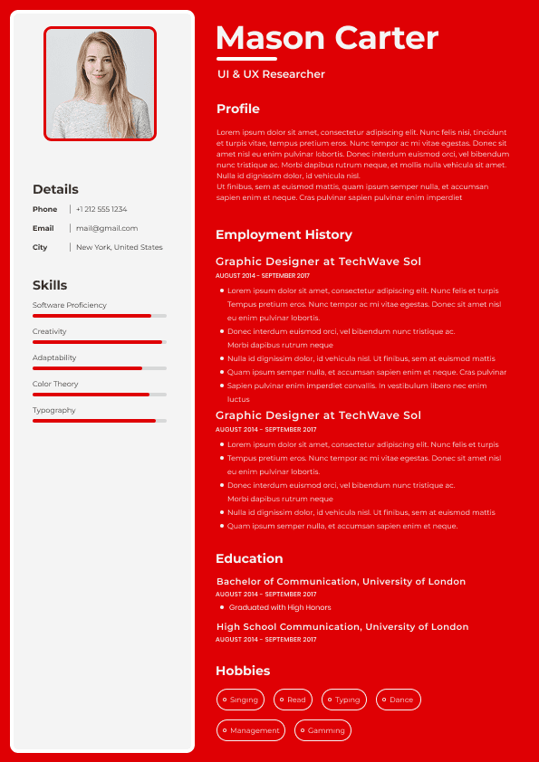 CV template preview