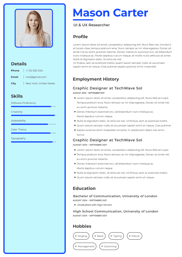 CV template preview
