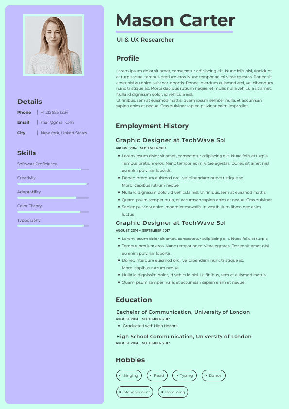 CV template preview