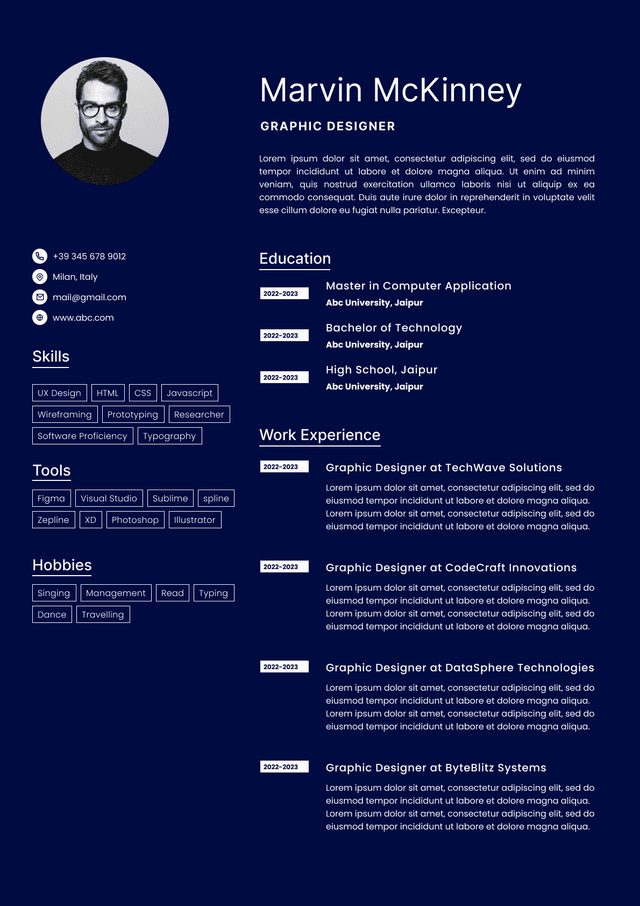 CV template preview