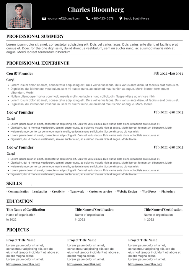 CV template preview
