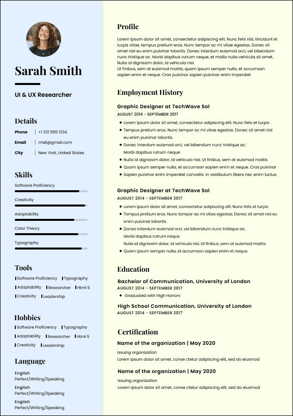 CV template preview