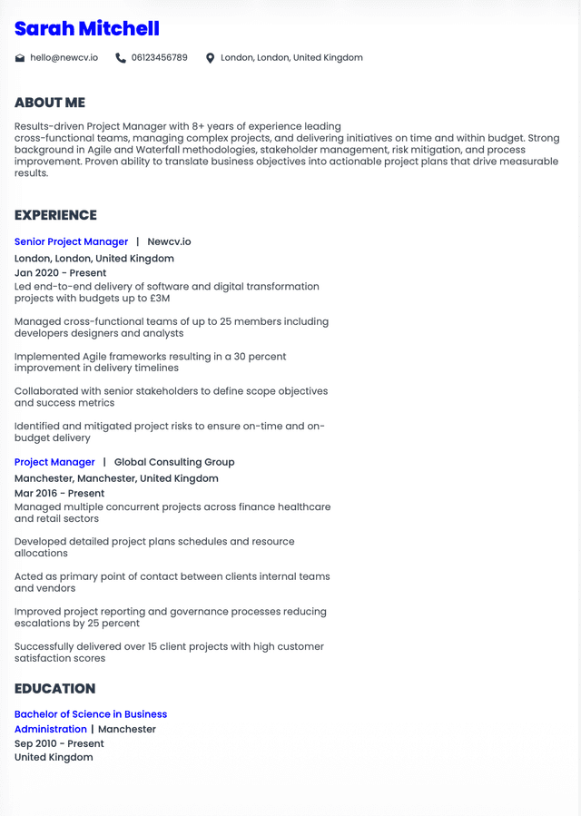 CV template preview