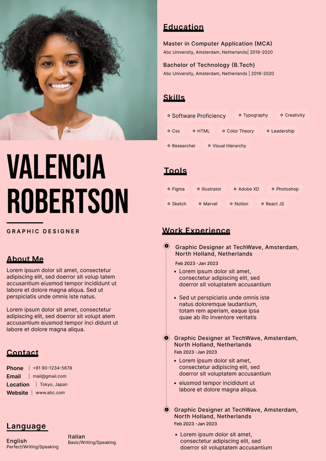 CV template preview