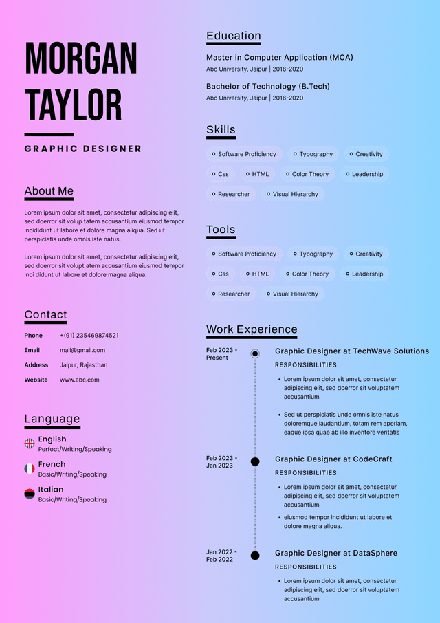 CV template preview