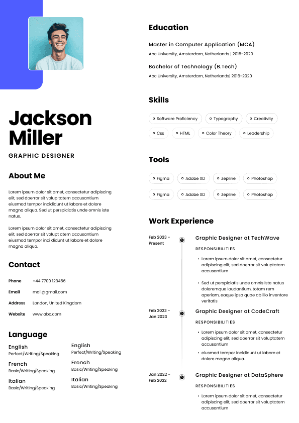 CV template preview