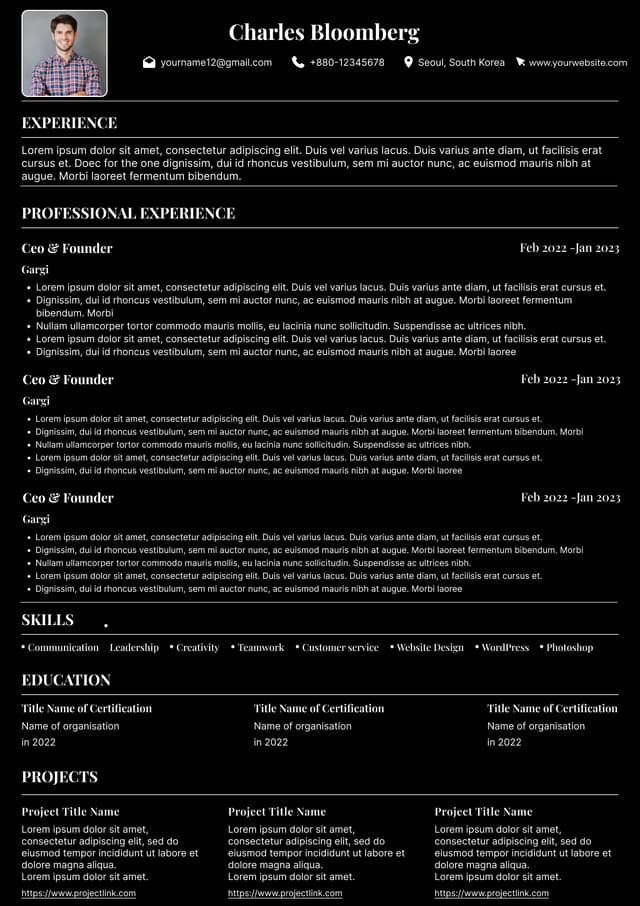 CV template preview