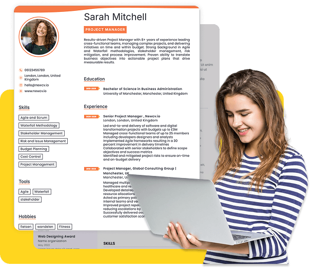 Woman holding a CV template