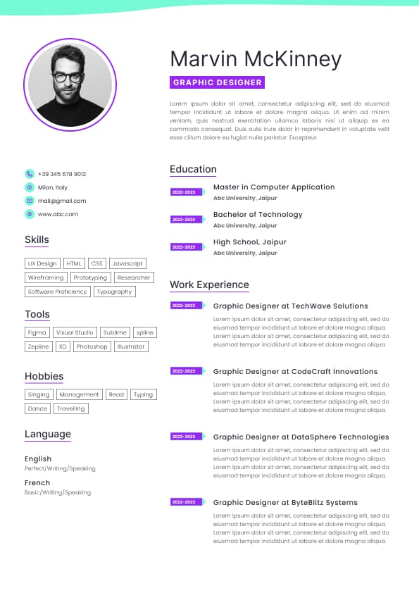 Resume template preview