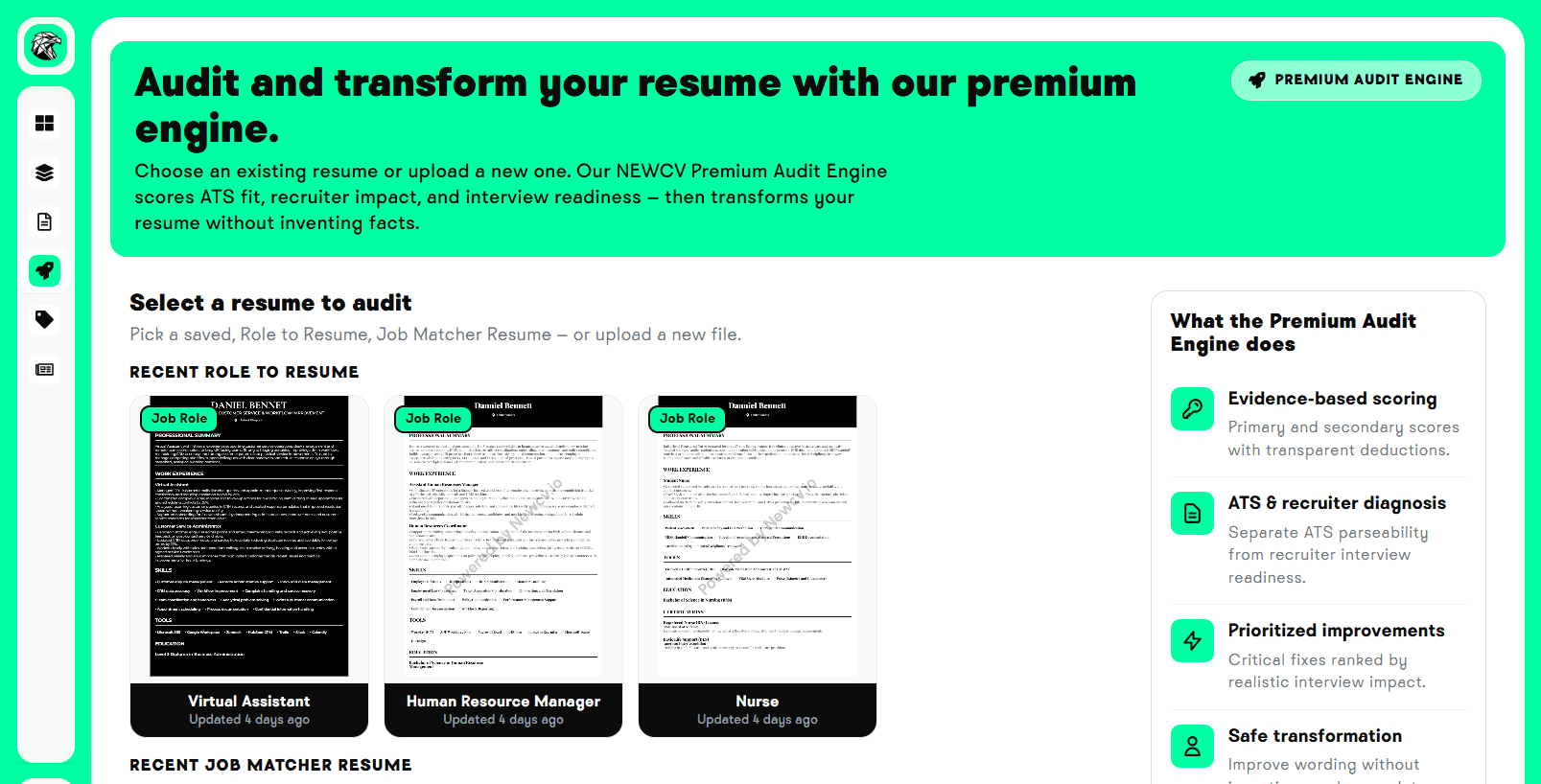 Choose or upload a resume